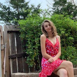 V-neck mini wrap summer floral dress